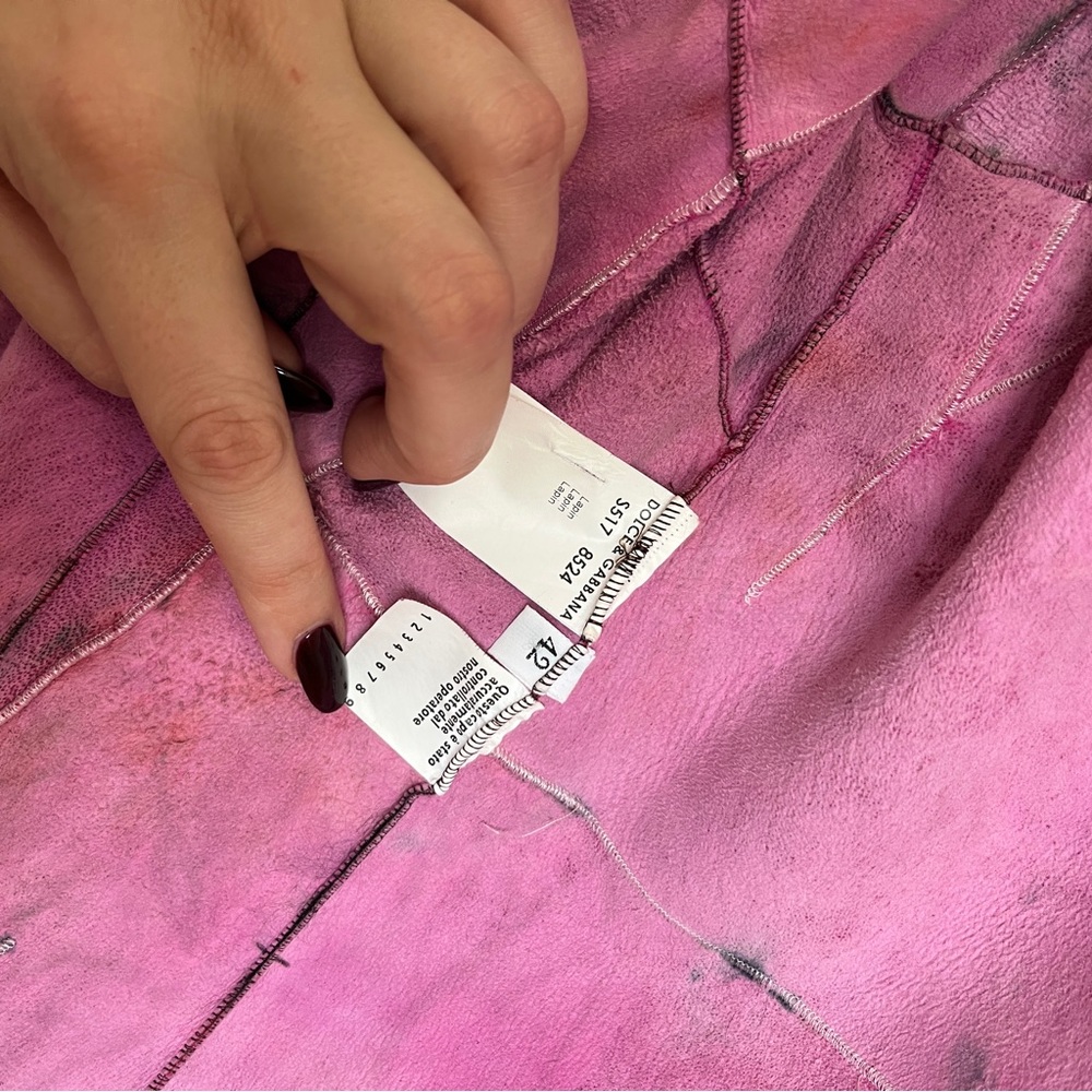 Dolce & Gabbana Fall/Winter 1999 Pink & Black Fur Lapin Tie Dye Rabbit Coat - Picture 3 of 10